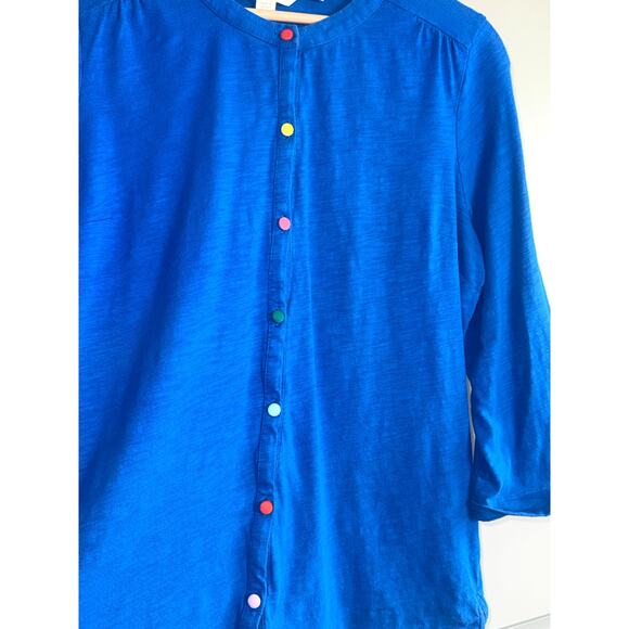 Boden Women’s Size 10 Blue Lightweight Cardigan Rainbow Button Front - Picture 2 of 4